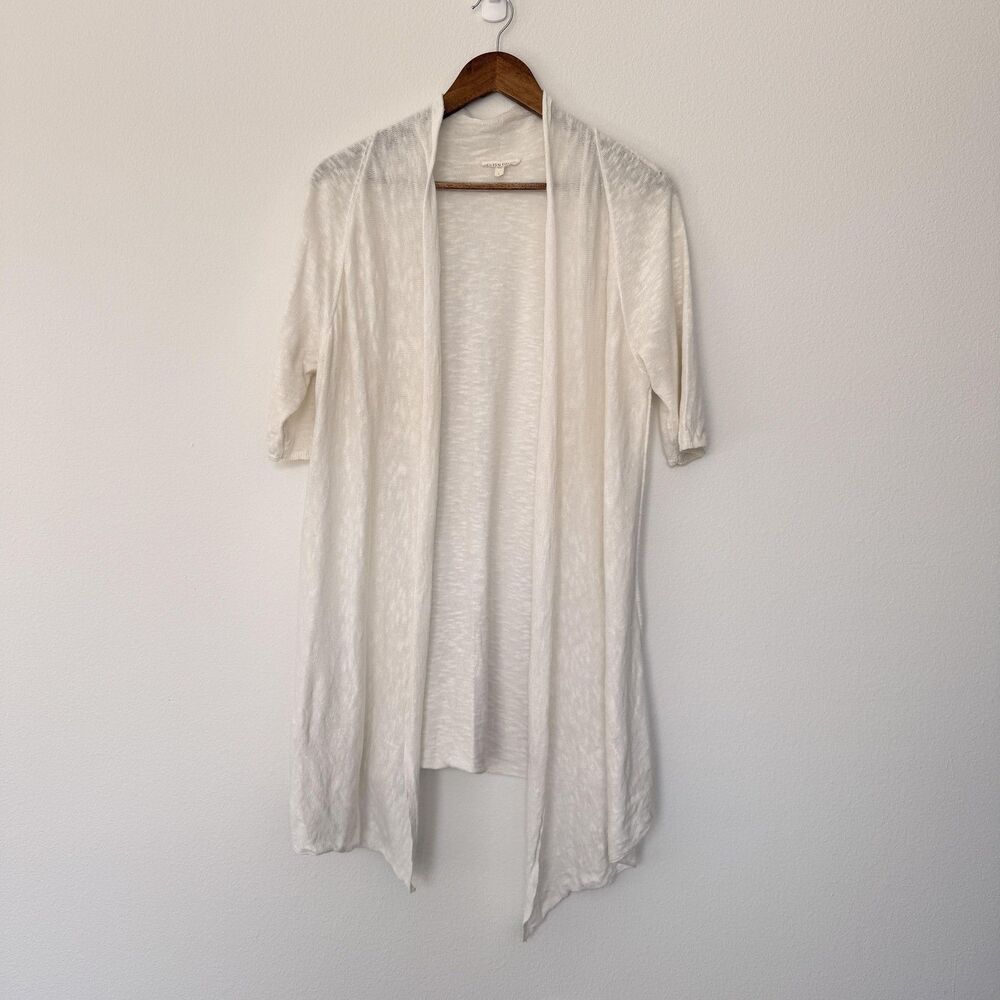 Eileen Fisher Cream Open-Front Lightweight Cardigan